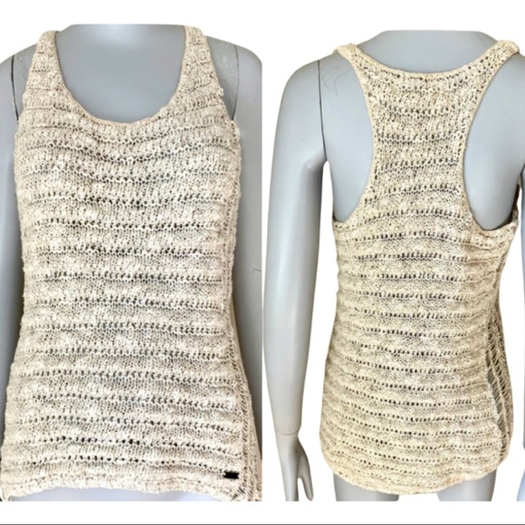 ABERCROMBIE & FITCH Crochet Knit Racerback Sweater Tank - Picture 1 of 13